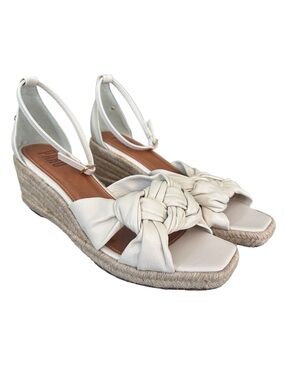 Paro leather wedged sandal knotted front strap ankle buckle closure 8